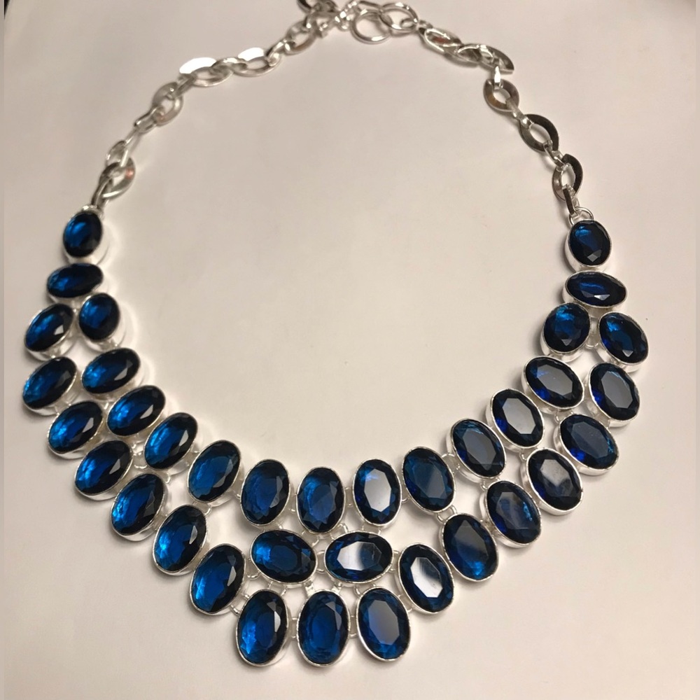 Indicolite Tourmaline Stamped 925 Sterling Silver Necklace